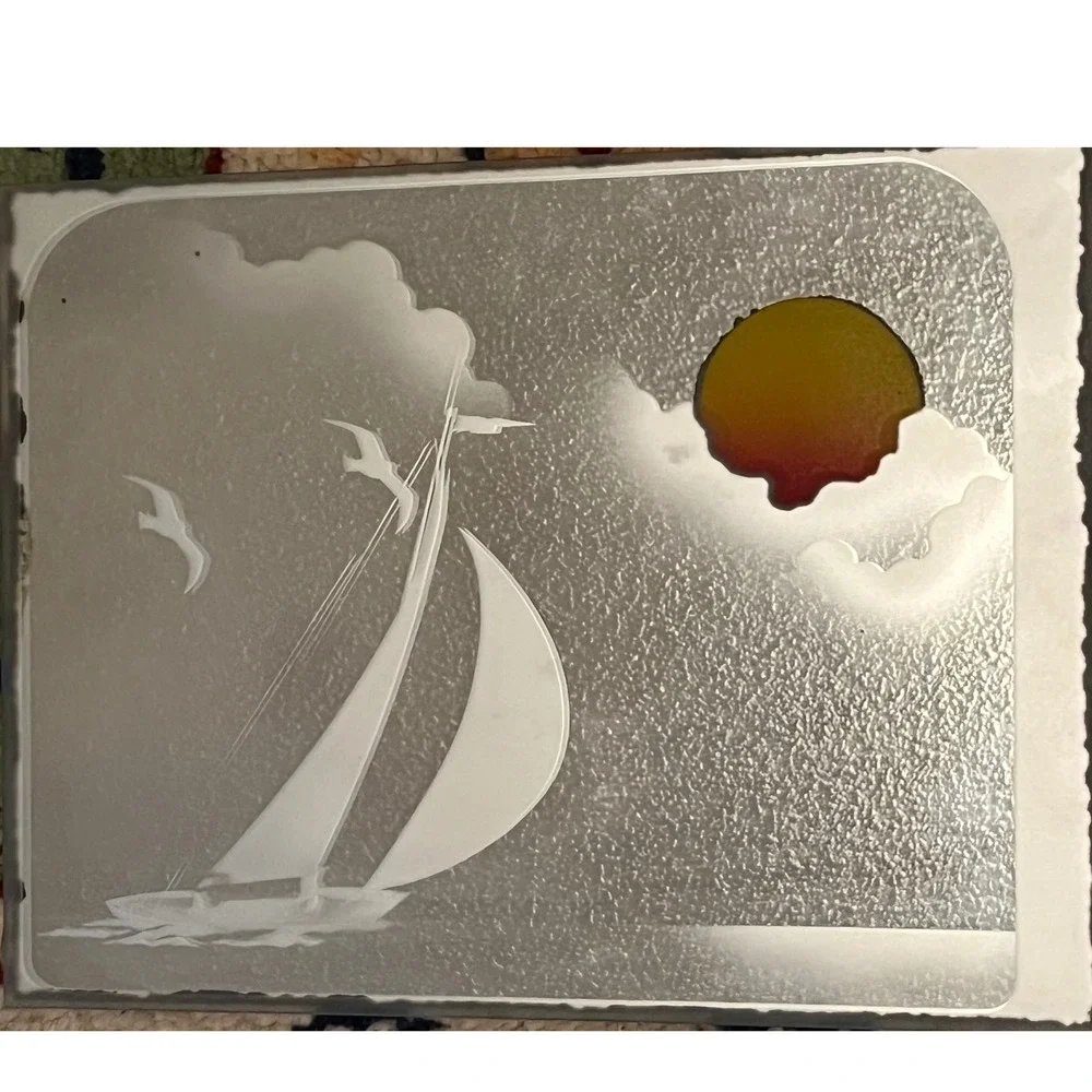 Vintage 1970s MCM Sailboats Sun Mirror Picture Wall‎ Art set of 2